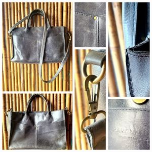 Raven + Lily Karem Crossbody Handbag in Vegetable dyed Blue Leather. Handmade